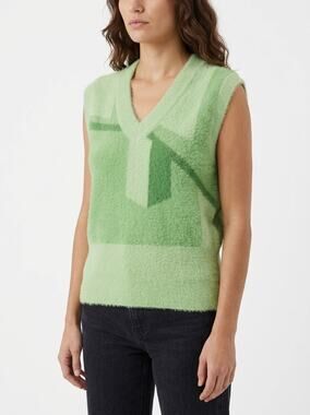 NWT House of Sunny Landscape Vest V-Neck Knit Sweater Vest Women Size 10